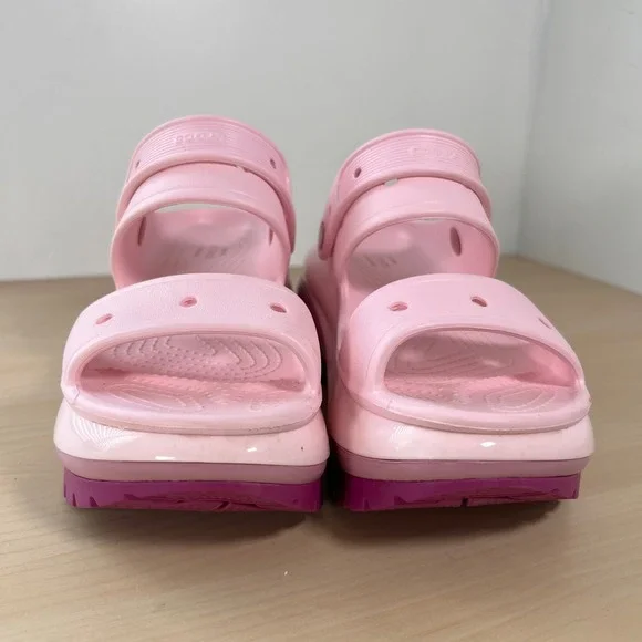 Crocs Mega Crush Sandal Women Size 8 Pink Platform Two Strap 207989-6SW - Picture 3 of 9